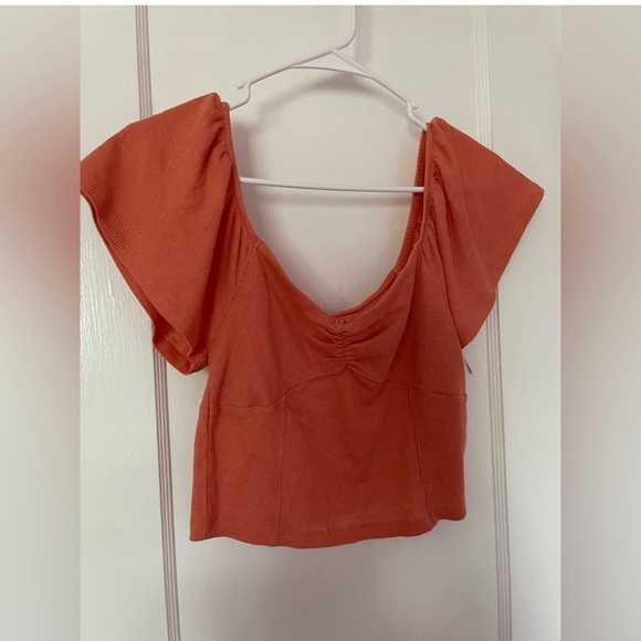 NWT American Eagle 🦅 Off the Shoulder Ribbed Crop Top, Great Color - Picture 6 of 7
